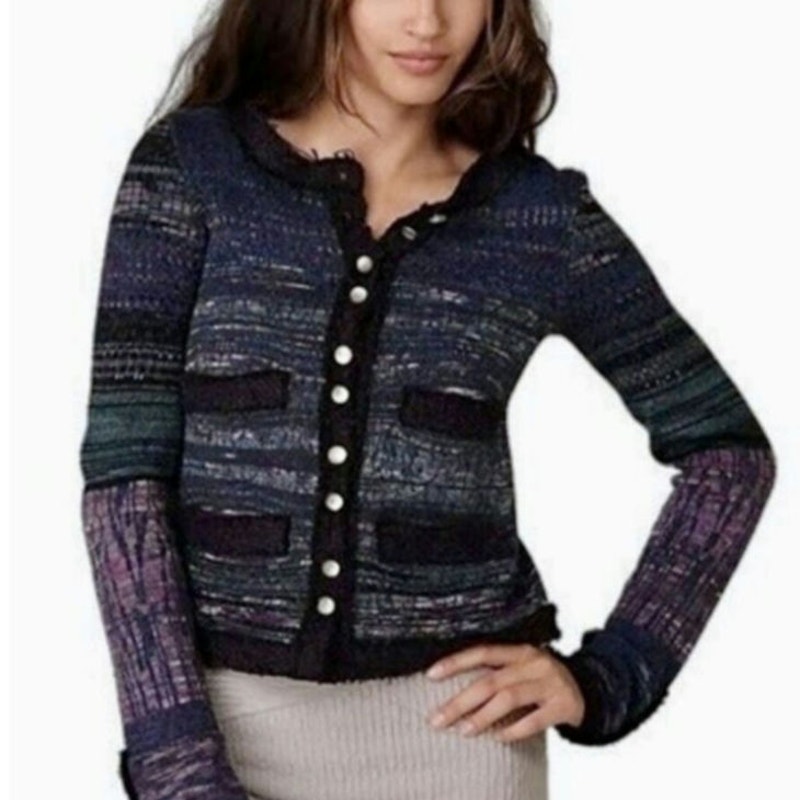 Free People Technicolor Cardigan Sweater Jacket